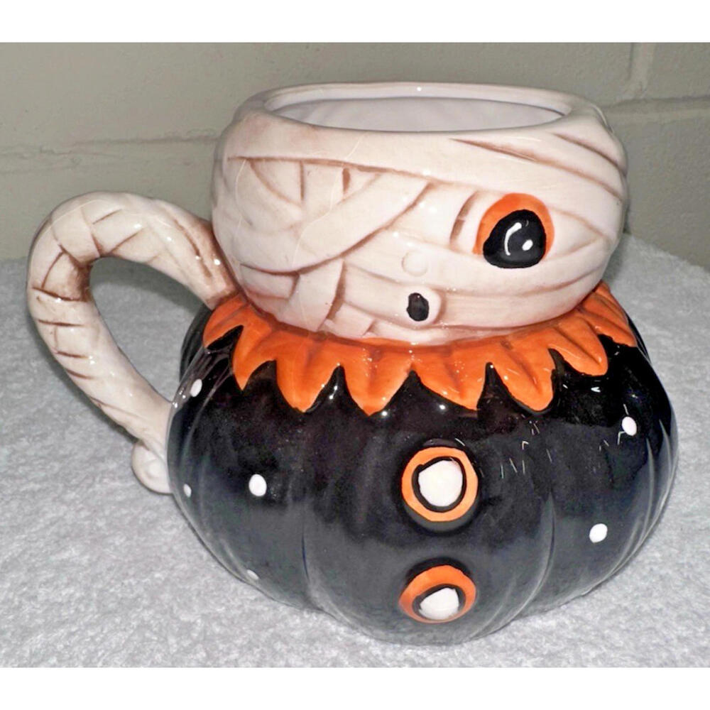 Johanna Parker Designs Transpac Halloween Ceramic Vintage Mummy Ghost Mug 🎃👻
